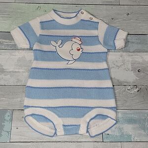 Doe-Spun Vintage Fish Sweater Onesie sz 3-6 mo